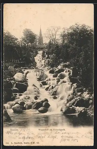 AK Berlin-Kreuzberg, Wasserfall im Victoriapark