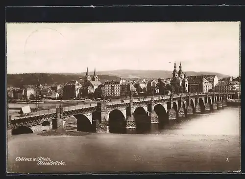 AK Coblenz a. Rhein, Moselbrücke