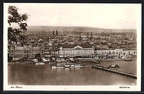 AK Koblenz, Ortsansicht über den Rhein gesehen