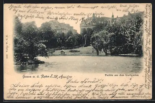 AK Essen a. d. Ruhr, Partie aus dem Stadtgarten