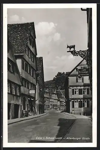 AK Calw i. Schwarzwald, Altenburger Strasse mit Friseursalon