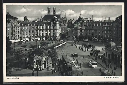AK München, Karlsplatz, Strassenbahn
