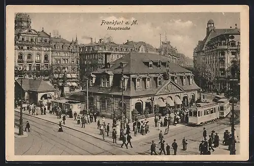 AK Frankfurt a. M., Strassenbahn an der Hauptwache