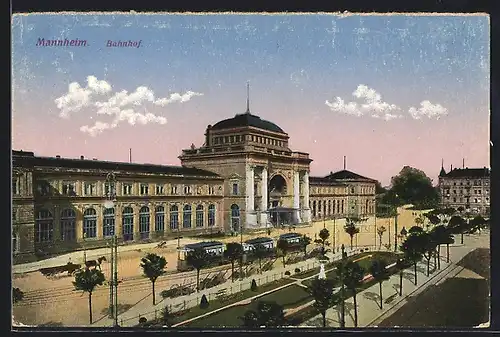 AK Mannheim, Bahnhof aus der Vogelschau
