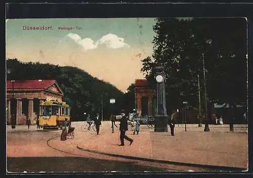 AK Düsseldorf, Strassenbahn am Ratinger Tor