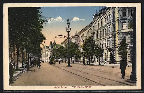 AK Köln a. Rh., Strassenbahn am Hohenzollernring