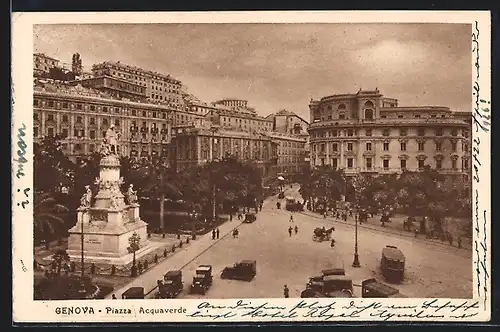 AK Genova, Piazza Acquaverde, Strassenbahn