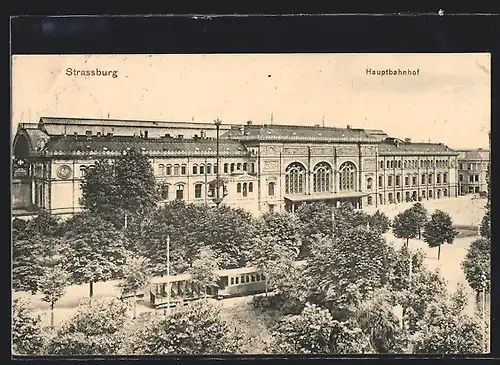 AK Strassburg, Hauptbahnhof, Strassenbahn