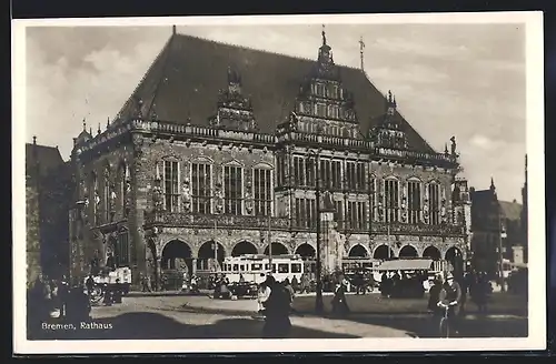 AK Bremen, Strassenbahn am Rathaus