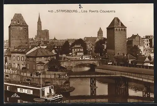 AK Strasbourg, Les Ponts Couverts, Strassenbahn