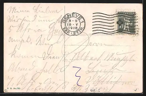 AK Genève, Vue générale, l`Ile Rousseau et la Cathédrale de St. Pierre, Strassenbahn