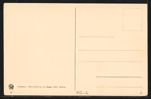 AK Genève, Pont du Mont Blanc et Ile J. J. Rousseau, Strassenbahn