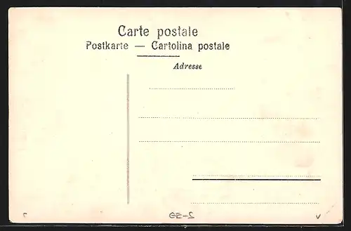 AK Genève, Hôtel des Postes, Strassenbahn