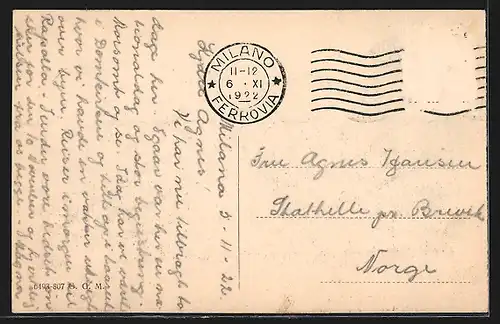 AK Milano, Largo Cairoli, Strassenbahn