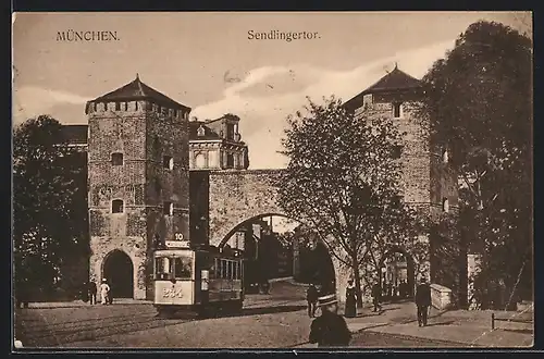 AK München, Sendlingertor mit Strassenbahn