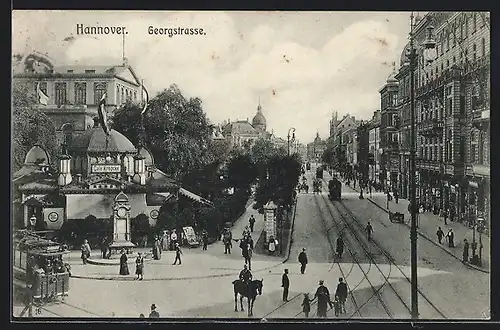 AK Hannover, Strassenbahnverkehr in der Georgstrasse