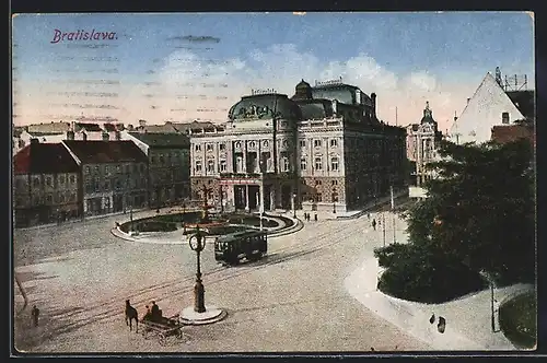 AK Bratislava, Ortspartie mit Strassenbahn