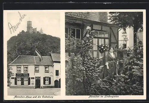 AK Godesberg, Aennchen-Haus und die Godesburg, Aennchen im Lindengarten