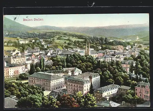 AK Baden-Baden, Ortsansicht vor Hügellandschaft