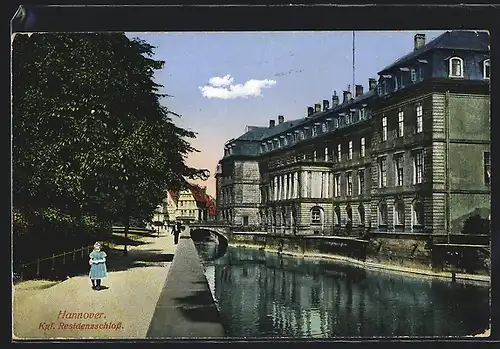 AK Hannover, Uferpartie am Residenzschloss