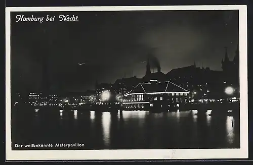 AK Hamburg-Neustadt, der Alsterpavillon bei Nacht