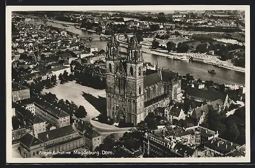 AK Magdeburg, Fliegeraufnahme vom Dom