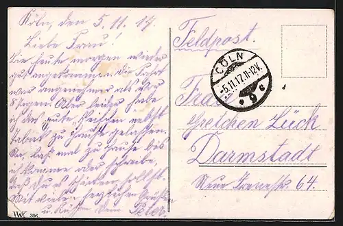 AK Köln, Hohenzollernbrücke vom Rathausturm gesehen, Der halven Hahn