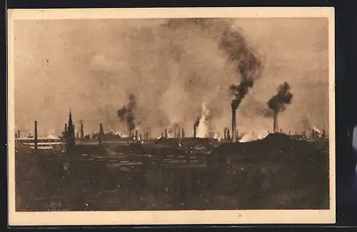 AK Essen / Ruhr, Industriegebiet mit rauchenden Schloten