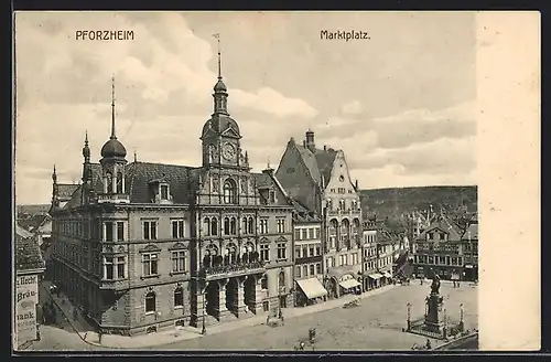 AK Pforzheim, Blick über den Marktplatz