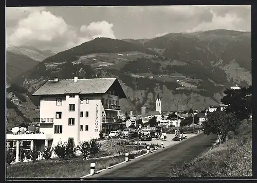 AK Mals, Gasthof Panorama gegen die Berge, Inh. Karl Schenk