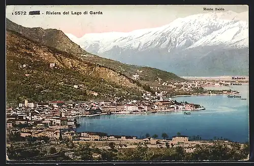 AK Salo, Riviera del Lago di Garda, Generalansicht mit Monte Baldo