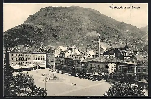 AK Bozen, Waltherplatz mit Waltherdenkmal