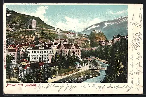AK Meran, Teilansicht aus der Vogelschau