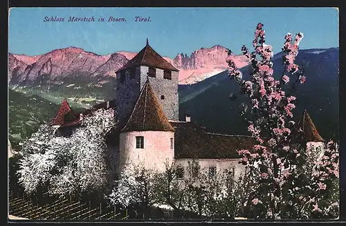 AK Bozen, Schloss Maretsch mit Bergblick