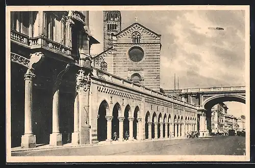 AK Genova, Via XX Settembre, Chiesa die S. Stefano e Ponte monumentale