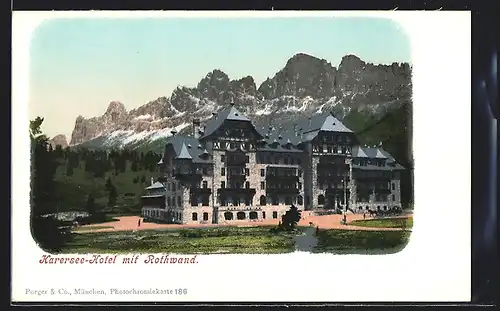 AK Karersee, Karersee-Hotel mit Rotwand