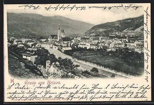 AK Brixen, Panorama mit Kirche