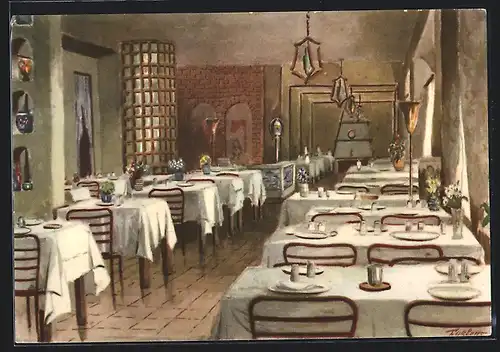 Künstler-AK Torino, Ristorante Il Cucolo, Salone principale