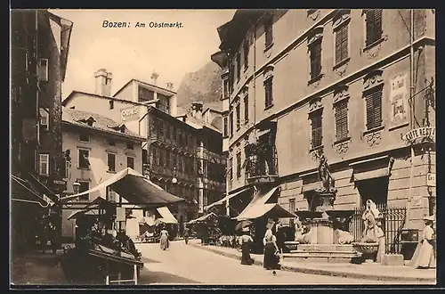 AK Bozen / Bolzano, Strasse am Obstmarkt