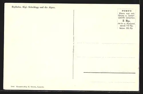 AK Rigi-Scheidegg, Rigibahn mit Ort und Alpen