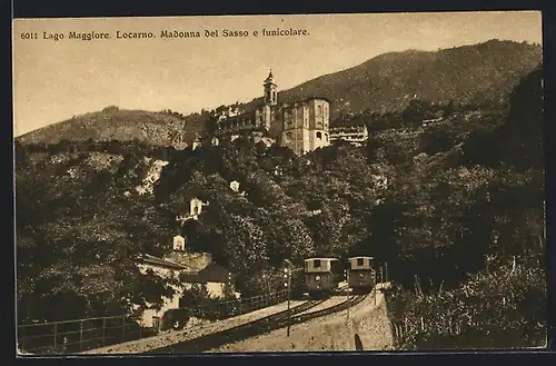 AK Locarno, Lago Maggiore, Madonna del Sasso, Bergbahn