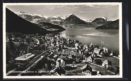 AK Vitznau, Vierwaldstättersee mit Rigibahn