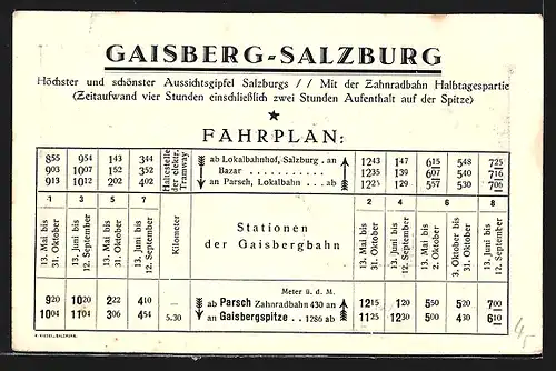 AK Salzburg, Gaisbergbahn: Ausblick von der Gaisbergspitze