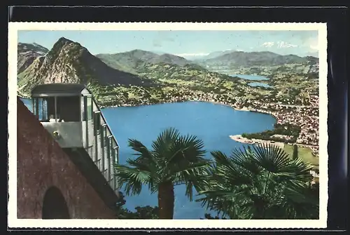 AK Lugano, Funicolare Monte Brè, Bergbahn gegen See