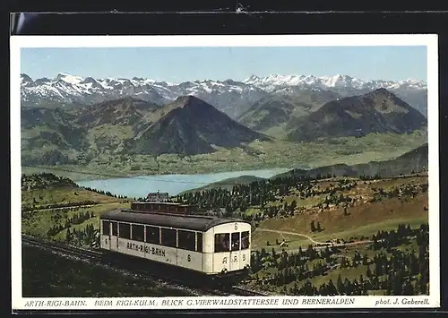 AK Rigi-Kulm, Arth-Rigi-Bahn mit Vierwaldstättersee und Berneralpen