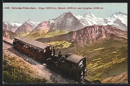 AK Schynige-Platte-Bergbahn, Blick auf Eiger, Mönch und Jungfrau