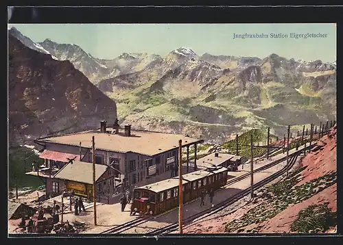 AK Jungfraubahn mit Station Eigergletscher