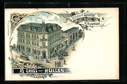 Lithographie Hüllen / Gelsenkirchen, Restauration Kaiserhof