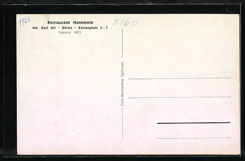 AK Düren, Restaurant Hrmonie Karl Uri, Kaiserplatz 5-7