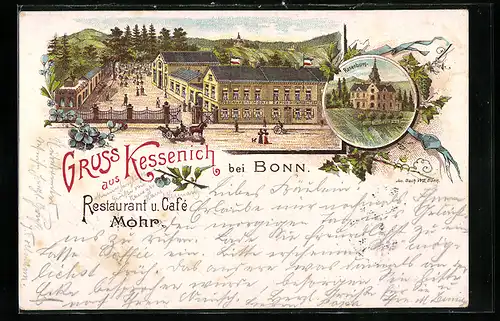 Lithographie Kessenich bei Bonn, Restaurant und Cafe Mohr, Rosenburg